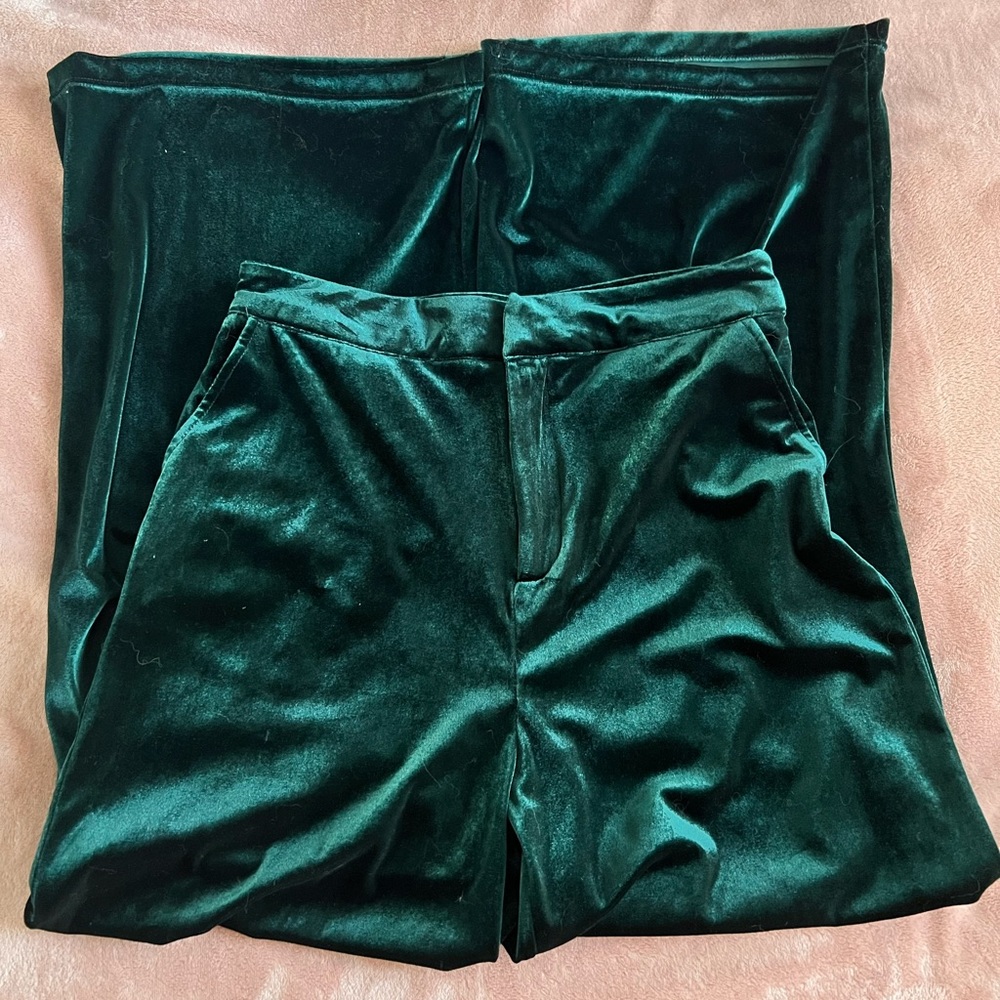Wide leg velvet trousers